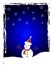 Canvas Print - snow man and stars