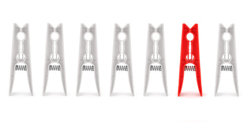 Wall Mural - isolated red peg among whites ones