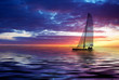 canvas print picture - sailing and sunset