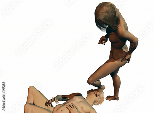 dominatrix stepping on her partner