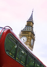 Big Ben Tower And Red Bus - London