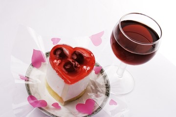 Wall Mural - red wine with dessert