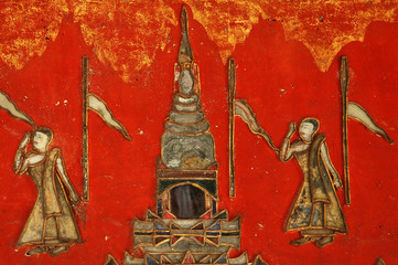 Wall Mural - myanmar, inle lake: shwe yan pyay monastery, decoration on a wal
