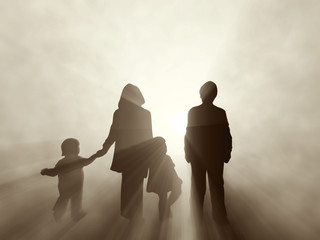 Wall Mural - family at sunrise