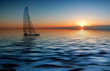 canvas print picture sailing and sunset