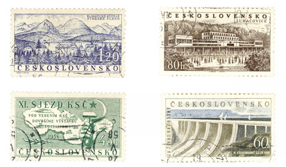 vintage postage stamps from czechoslovakia