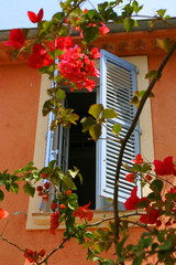 door with flowers