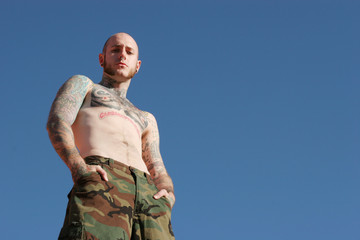 Wall Mural - tattoo man in army pants