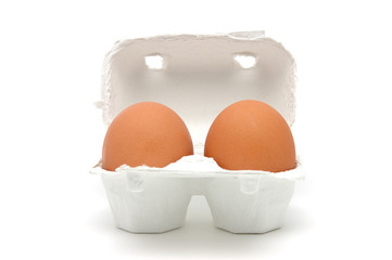 two eggs in carton