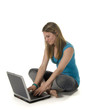 teen using laptop