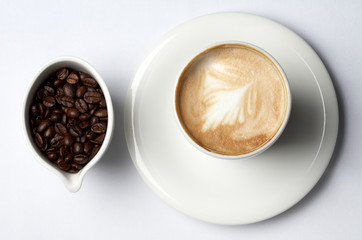 Poster - coffee cup and colombian coffee beans