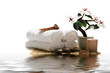 canvas print picture - spa towels and items - water effect