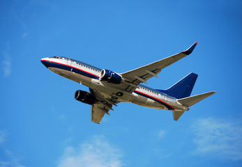 Poster - boeing 737 passenger jet takeoff