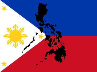 Wall Mural - map of philippines and filipino flag illustration