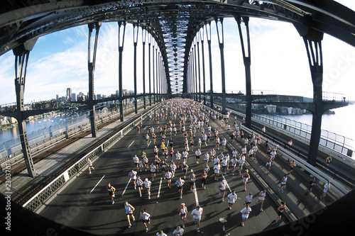 Obraz na płótnie canvas czteroczęściowy "tetraptyk" Maraton biegnij sydney 01