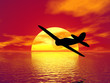 canvas print picture plane and sunset
