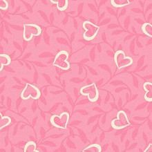 Background White Hearts On Pink Leaves