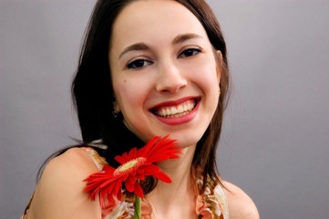 young woman with flower