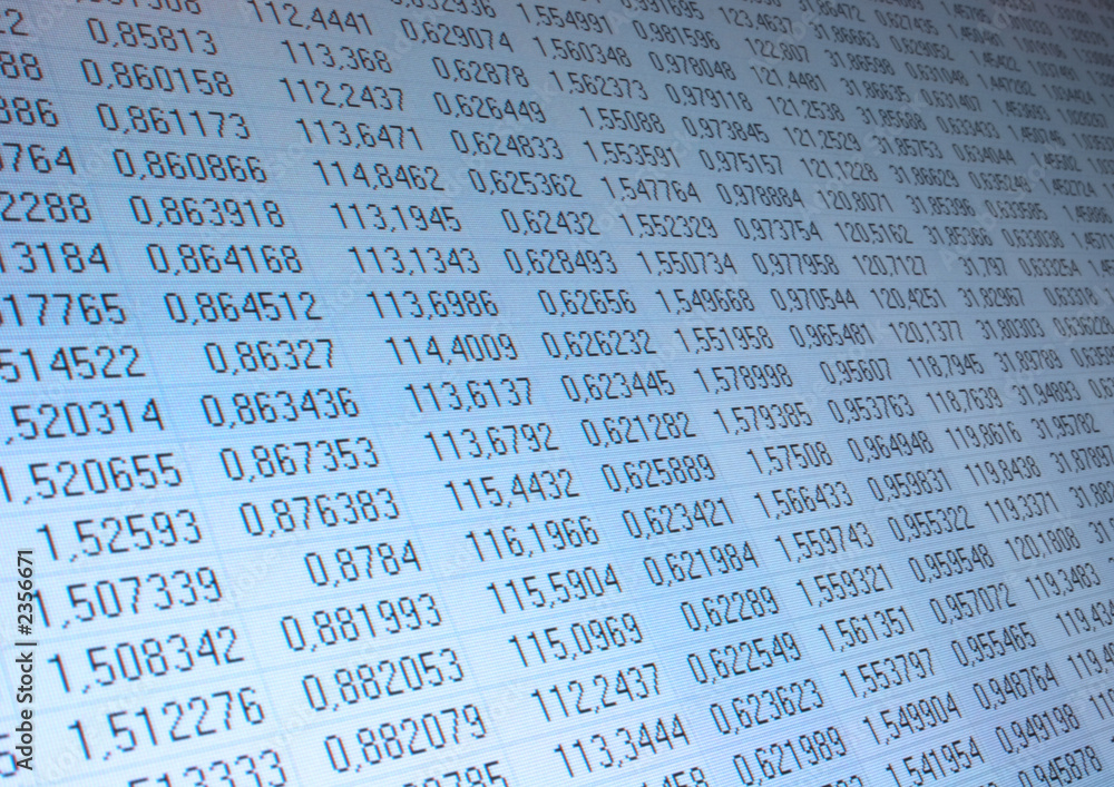 Numeric Table With Numbers numbers in table Stock Photo | Adobe Stock