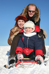 winter family with sled 2