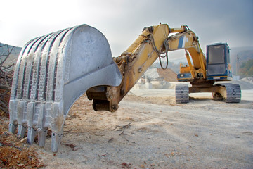 big bulldozer at construction site