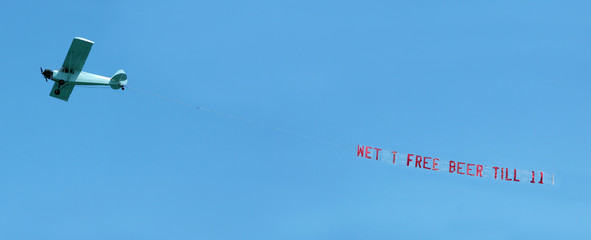 airplane towing banner