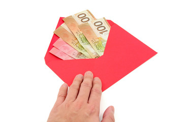 Sticker - canadian dollar and red envelope