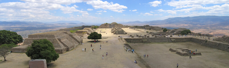 Wall Mural - plaza central from monte alban old city , mexico , panorama