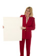 blonde woman holding blank sign 4