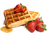 Fototapeta  - waffles and strawberries