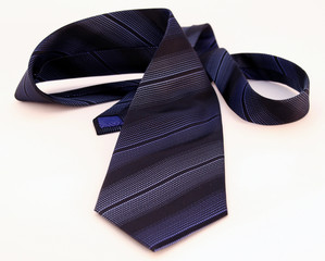 navy blue business tie on white background