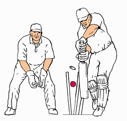 Poster - cricket batsman and wicket keeper