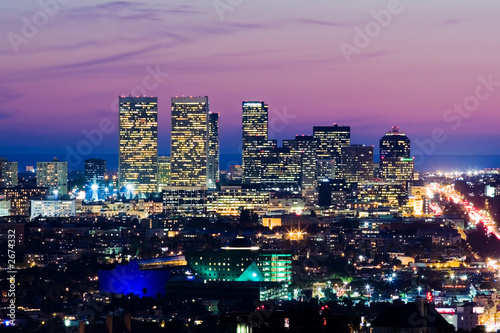 Fotoboard na płycie Panoramę Los Angeles o zmierzchu. 