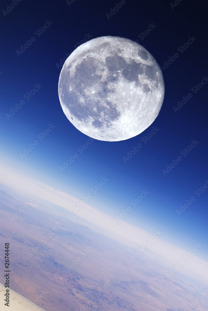 Foto-Doppelrollo - full moon over earth's stratosphere