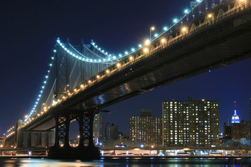 Wall Mural - manhattan bridge and manhattan skyline at night