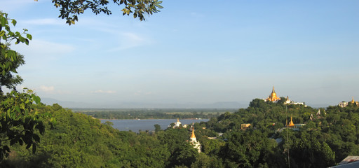 Wall Mural - view from the sagaing hill on paya mingun and amarapura with the