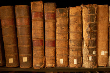 old books on a bookshelf