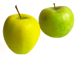 two apples on white