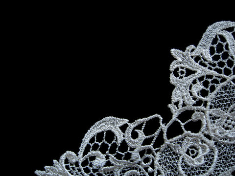 white lace on black