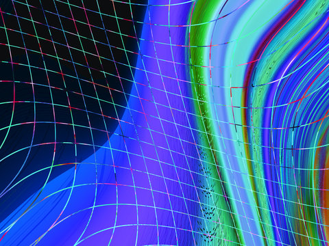 multicoloured abstract wavy background with grid