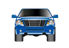 Blue Pickup Truck Front