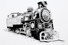 India : Old Train Illustration