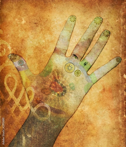 Naklejka ścienna chakra hands