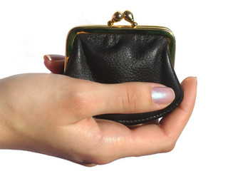 woman hand and black purse