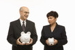 © iofoto - businesspeople holding piggybanks.