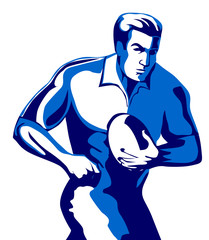 Poster - rugby player running with ball