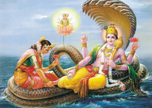 Indian God Bhagwan Vishnu With Laxmi Mata