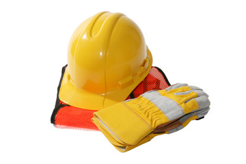 construction hat and gloves