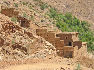 Wall Mural - moroccan berber village in the brown mountains, setti fadma atla