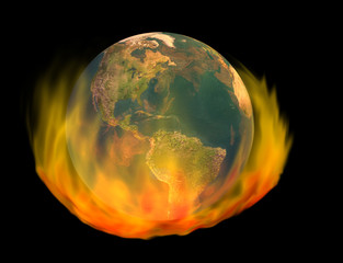 burning earth, isolated on black